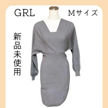 미사용 새상품 GRL 그레일 카슈쿨 니트 원피스 그레이