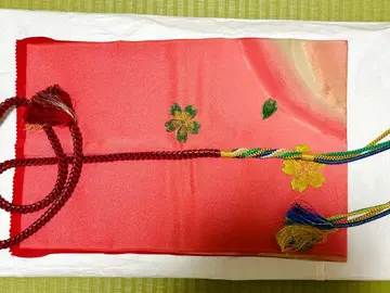 새상품 탄고 크레이프 원단 자수 오비 장식 천 허리띠 세트