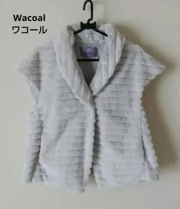 와코루 Grander 플리스 베스트 화이트 그레이 F 사이즈