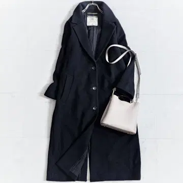 새상품급 레사쥬 L'ESSAGE 울 테일러드 롱 코트 블랙