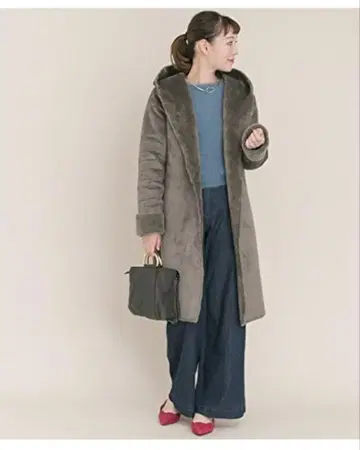 URBAN RESERCH ROSSO 울 혼방 페이크 무스탕 코트