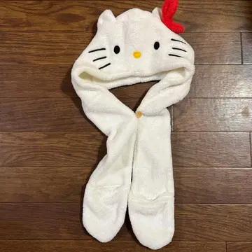 헬로키티 후드 머플러 포켓 부착