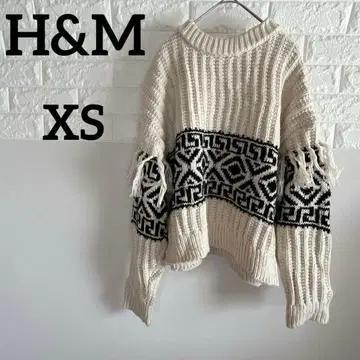 [ H&M ] 프린지 니트 스웨터 XS 아이보리