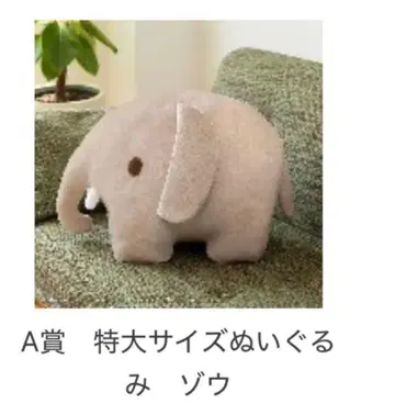 미피 다이토 복권 A상 빅 사이즈 봉제 인형 코끼리 브루나 애니멀