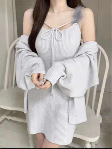 Lumignon feather ribbon op + cardigan