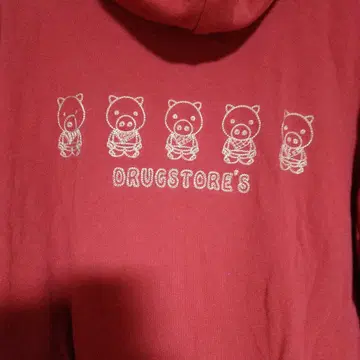 새상품! 드럭 스토어즈 자수 후드티 F, 빨간색 빅