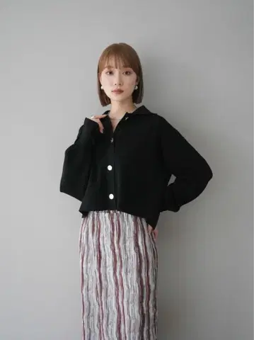 볼륨 슬리브 폴로 니트 가디건 뤼미에