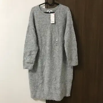 UNIQLO 니트 원피스 긴팔 유니클로 그레이 무지 오버 사이즈