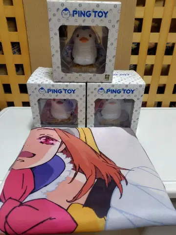 빙과 펭귄 1, 2, 3호 새상품과 등신대 태피스트리 세트