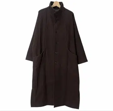 Basisbroek 스탠드 카라 울 코트 사이즈 1 브라운