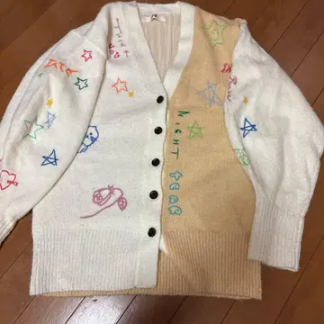 FURFUR 자수 가디건 화이트 베이지