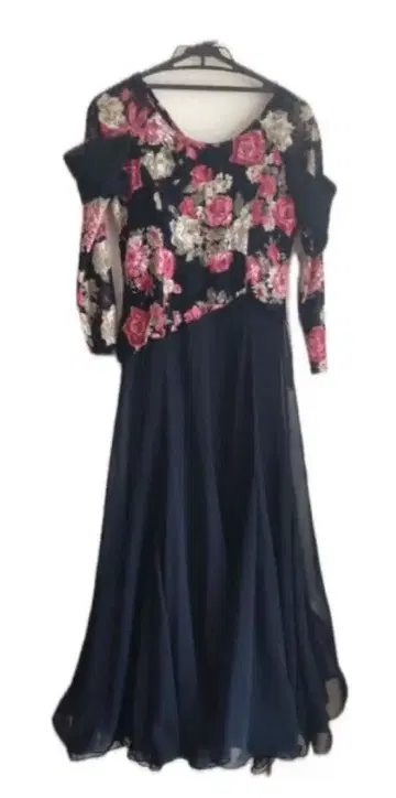 사교댄스 드레스 연주회 발표회 스테이지 드레스 꽃무늬 쉬폰 오프숄더