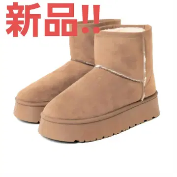 [ 미사용 새상품 ] 어그 부츠 통굽 숏 부츠 베이지 24cm