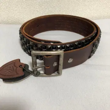 스터드 장식 가죽 벨트 천연 가죽 브라운 남성용