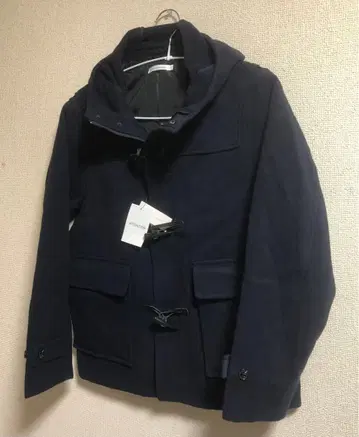 멜톤 숏 더플 코트 네이비