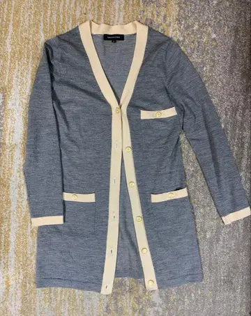 퀸즈 코트 바이컬러 롱 가디건 그레이