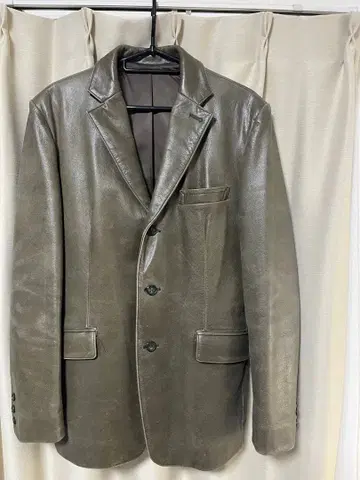 카키 가죽 자켓 싱글 브레스