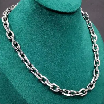 빈티지 실버 굵은 체인 목걸이 숏 44cm 8mm