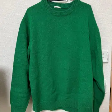그린 컬러 크루넥 니트 스웨터 XL 기장 66cm