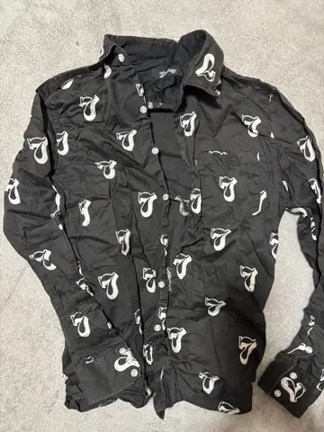 마블즈 블랙 프린트 긴팔 셔츠