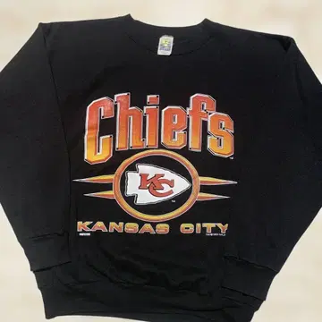 NFL 캔자스시티 치프스 프린트 맨투맨 블랙 90s 사이즈 XL