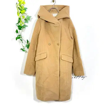 애니시스 울 90% 후디드 코트 (M) 베이지 미들 기장 더블