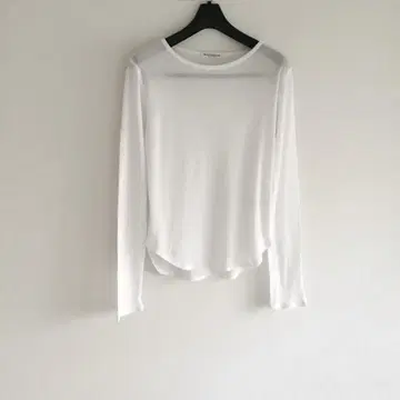 뷰티 앤 유스 코튼 골지 리브 시어 크루넥 티셔츠