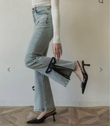 RANCLIC 사이드 슬릿 데님 리본 S 사이즈