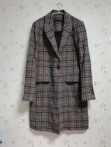 ZARA 체크 무늬 체스터 코트 M