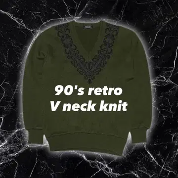 90s 니트 V넥 레트로 키타노 타케 비트 타케시 그린 그린
