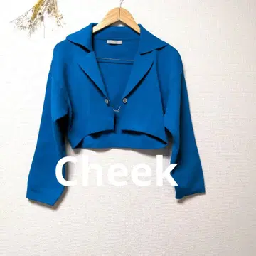Cheek 티크 가디건 상의 멋짐 귀여움 짧은 기장