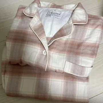 겨드랑이에 솔기가 없는 플란넬 긴팔 파자마 여성 L 핑크 체크