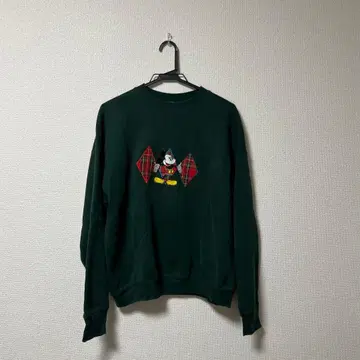 미키마우스 자수 다크 그린 트레이닝복 빈티지 구제 의류 90s
