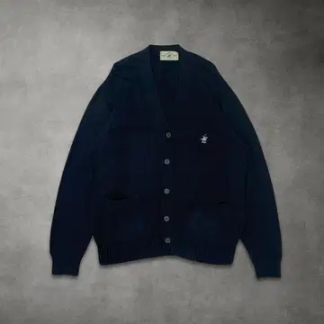 긴팔 가디건 무지 심플 버튼 사양 V넥 (네이비 L)