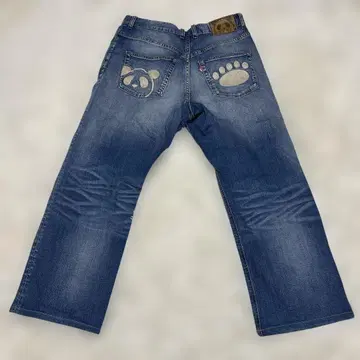 팬디에스타 팬더 제작 발바닥 & 팬더 자수 스트레치 데님 팬츠