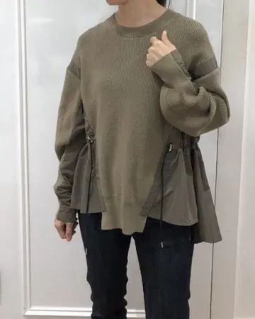 PASSIONE 파시오네 이소재 드로스트 니트 사이즈 38 카키