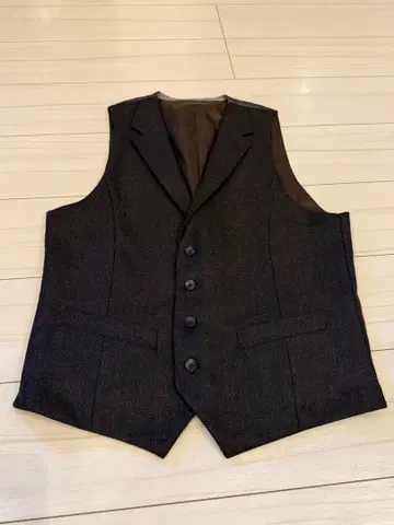 [ 새상품급 ] 울 블렌드 체크 무늬 리버서블 베스트