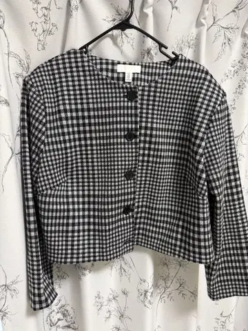 노카라 자켓 L 사이즈 체크 무늬