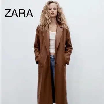 ZARA 브라운 가죽 롱 코트 M 사이즈