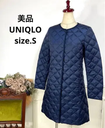 16 새상품급 유니클로 퀼팅 울트라 라이트 다운 노카라 다운 코트