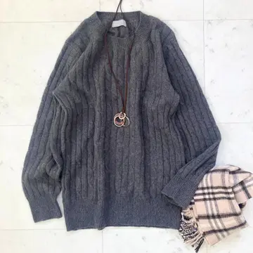 마가렛호웰 캐시미어 울 케이블 니트 M 크루넥