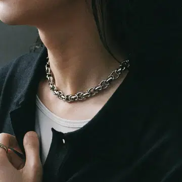 실버 앵커 트위스트 숏 목걸이