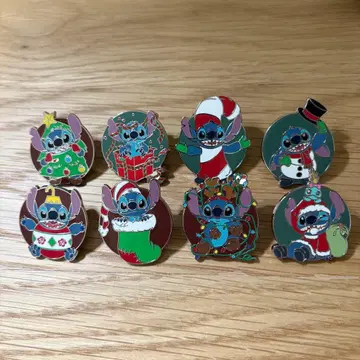 스티치 크리스마스 핀 배지 8개 세트 컴플리트 디즈니 스토어