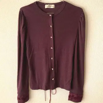 제인 마플 가디건 펄 버튼 보르도