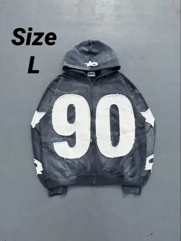 9090 넘버링 위드 스타 로고 집 후디