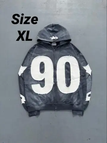 9090 Numbering With Star Logo Zip Hoodie