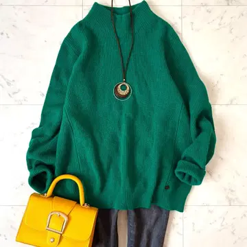 매킨토시 런던 울 캐시미어 로고 플레이트 하이넥 니트 하찌