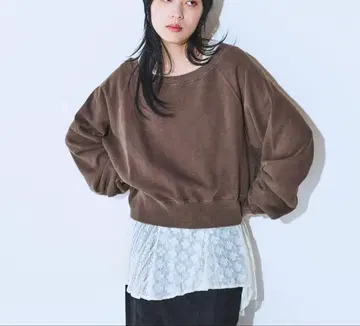 빈티지 양기모 숏 보트넥 풀오버