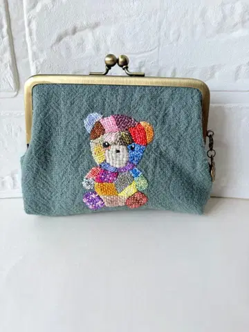 더닝 곰 패턴 모자 가마구치 지갑