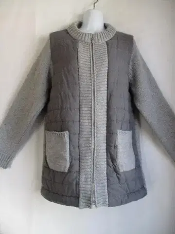 니트 코트 니트 자켓 이소재 충전솜 그레이 스웨이드 느낌 L